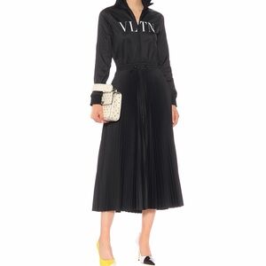 Black Pleated Midi Dress